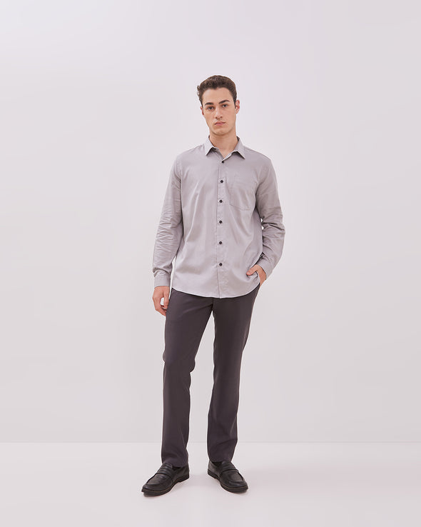Light Grey Long Sleeve Shirt For Men