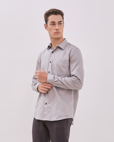 Light Grey Long Sleeve Shirt For Men