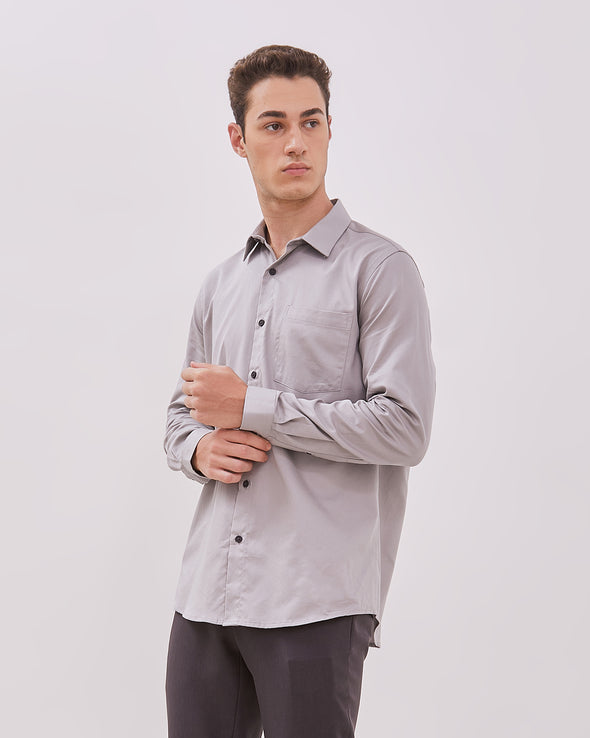 Light Grey Long Sleeve Shirt For Men