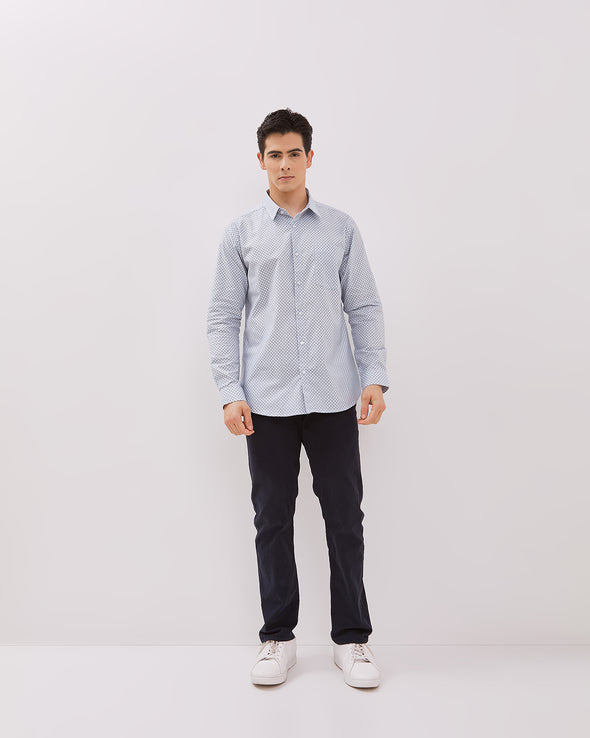 Men's Blue Long Sleeved Shirt