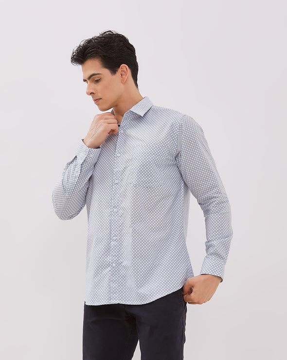 Men's Blue Long Sleeved Shirt