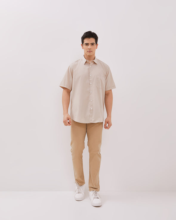 Men's Cream Short Sleeved Shirt
