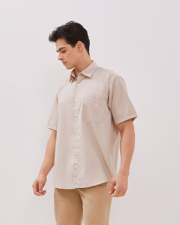 Men's Cream Short Sleeved Shirt