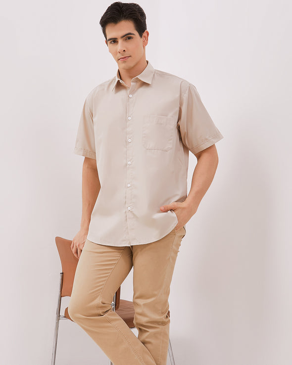 Men's Cream Short Sleeved Shirt