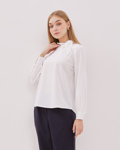 Women's White Long Sleeve Blouse
