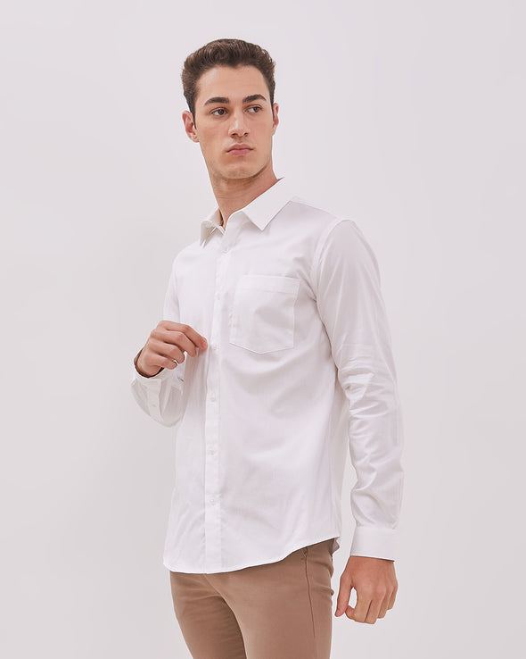 Men's White Long Sleeve Shirt