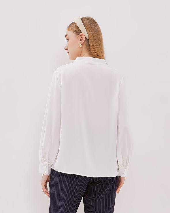 Women's White Long Sleeved Blouse