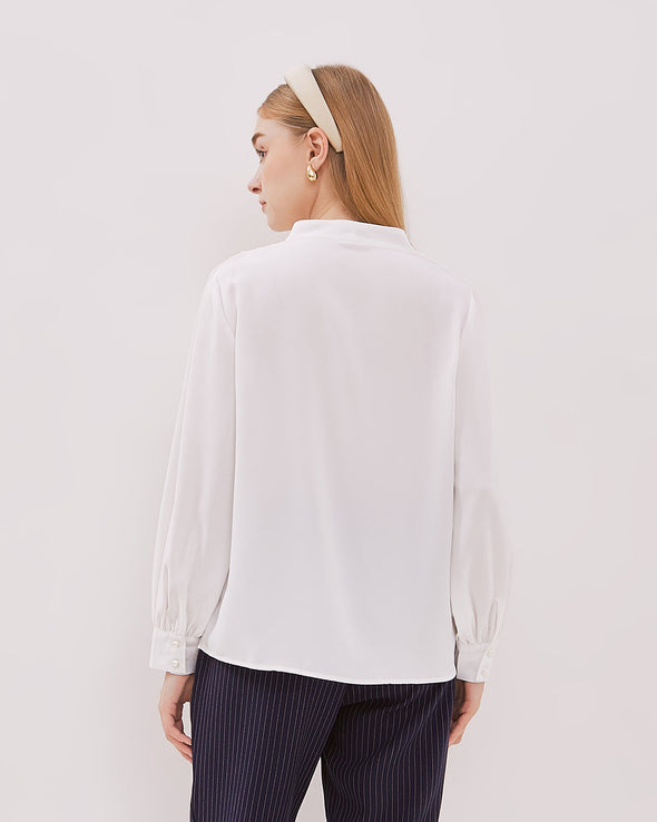 Women's White Long Sleeved Blouse