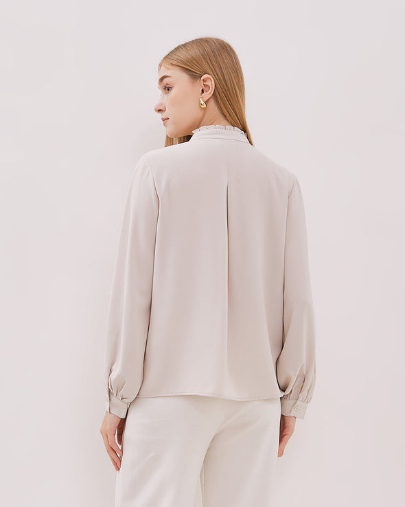 Women's Cream Long Sleeved Shirt