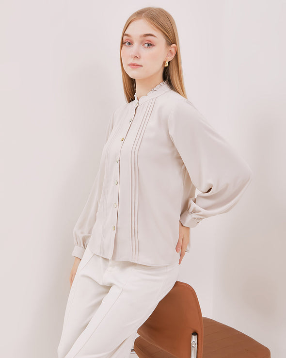 Women's Cream Long Sleeved Shirt