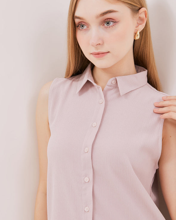 Women's Pink Sleeveless Shirt