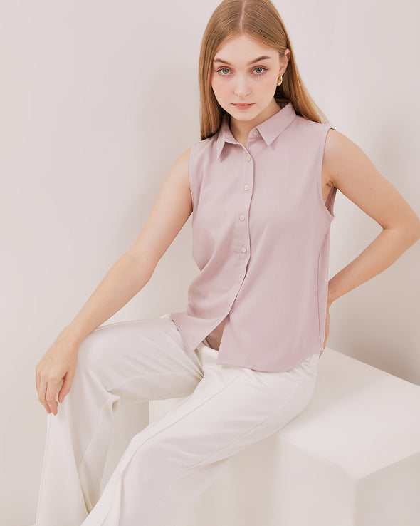 Women's Pink Sleeveless Shirt