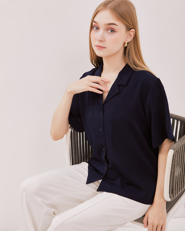 Women's Navy Short Sleeved Shirt