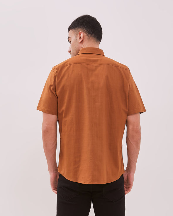 Men's Brown Regular Fit Short Sleeve Shirt
