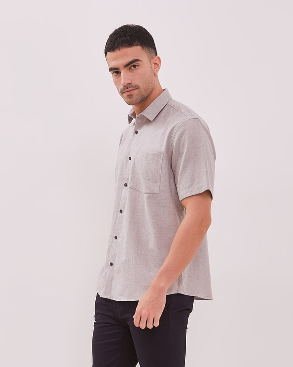 Men's Grey Short-Sleeved Shirt