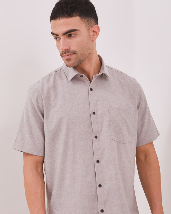 Men's Grey Short-Sleeved Shirt
