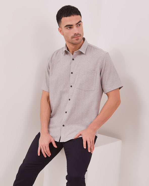 Men's Grey Short-Sleeved Shirt