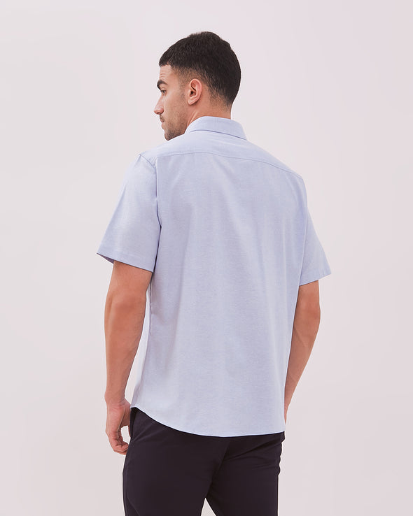 Men's Blue Short-Sleeved Shirt