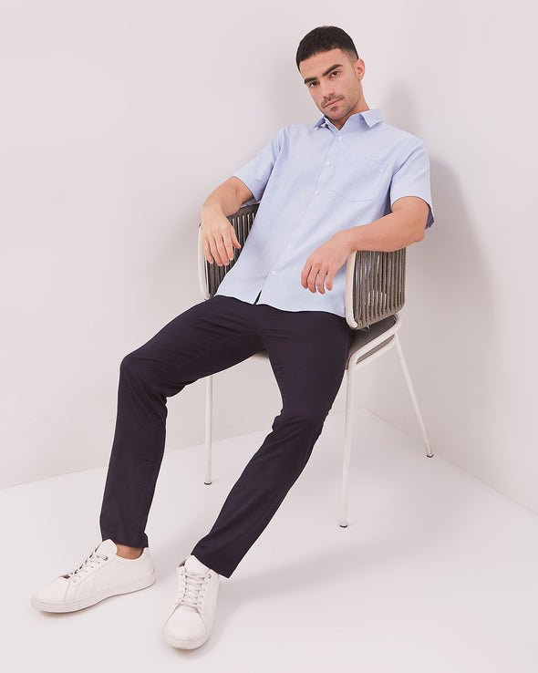 Men's Blue Short-Sleeved Shirt