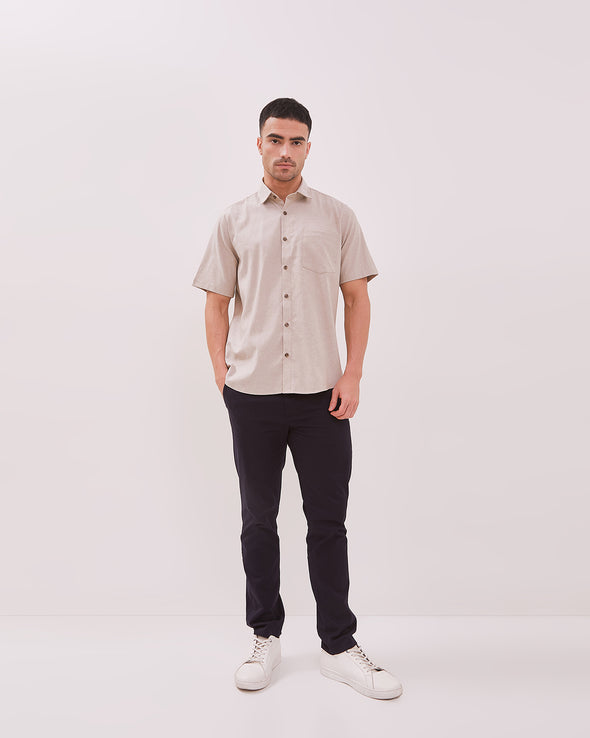 Men's Cream Short Sleeve Shirt