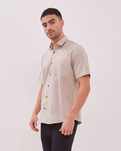 Men's Cream Short Sleeve Shirt