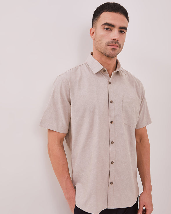 Men's Cream Short Sleeve Shirt