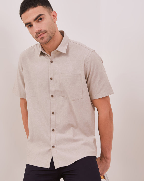 Men's Cream Short Sleeve Shirt