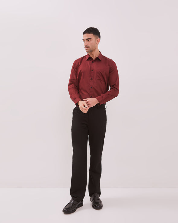 Men's Red Long-Sleeved Shirt