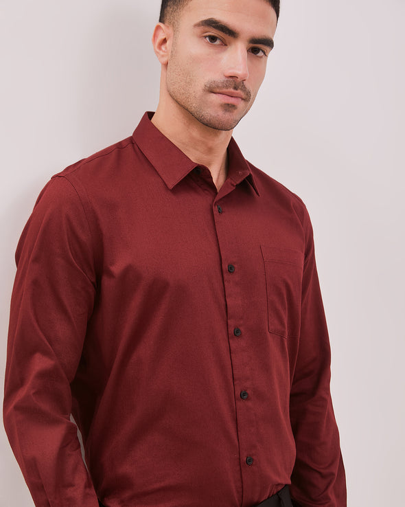 Men's Red Long-Sleeved Shirt