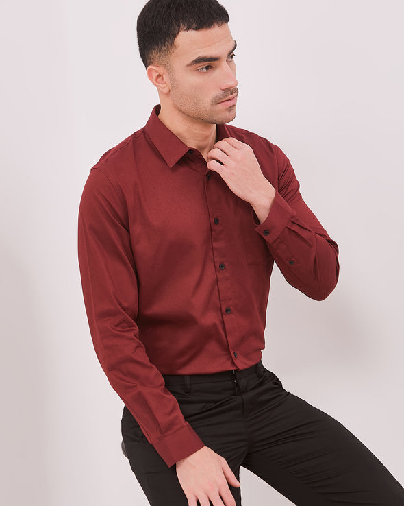 Men's Red Long-Sleeved Shirt