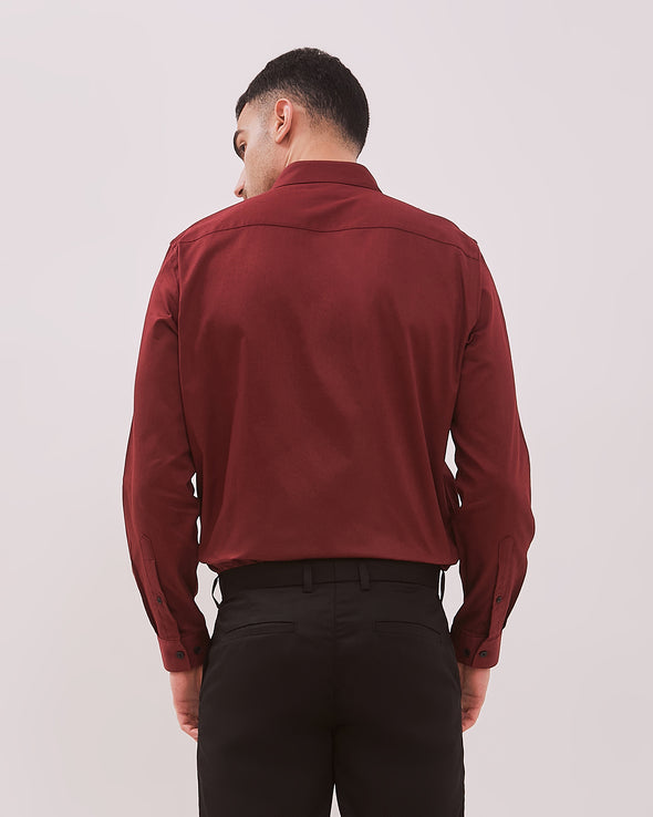 Men's Red Long-Sleeved Shirt