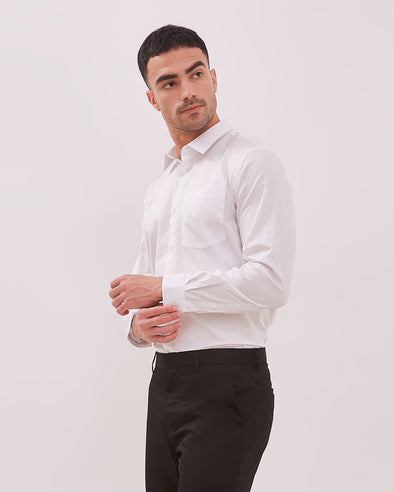 Men's White Regular Fit Long-Sleeved Shirt
