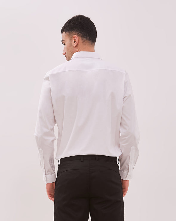 Men's White Regular Fit Long-Sleeved Shirt