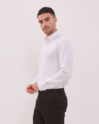 4-Way Stretch Slim Long Sleeve Shirt White