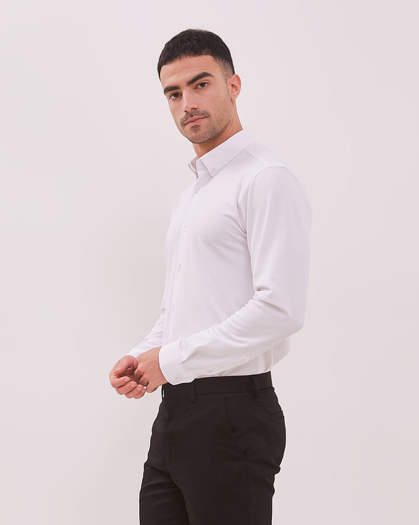 4-Way Stretch Slim Long Sleeve Shirt White