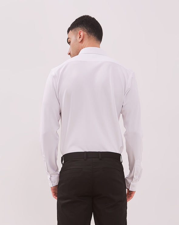 4-Way Stretch Slim Long Sleeve Shirt White