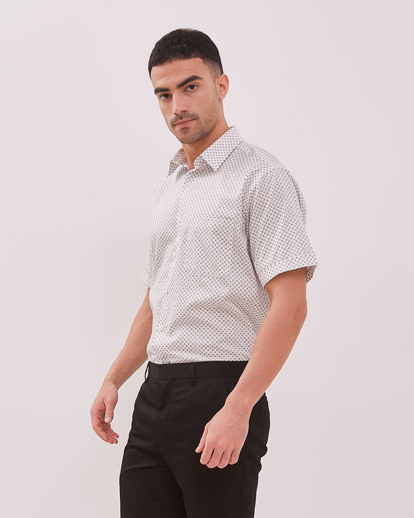 Men's White Regular Fit Short Sleeve Shirt