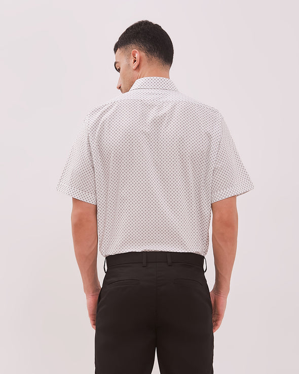 Men's White Regular Fit Short Sleeve Shirt