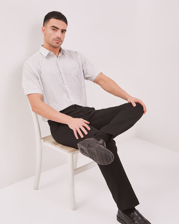 Men's White Regular Fit Short Sleeve Shirt