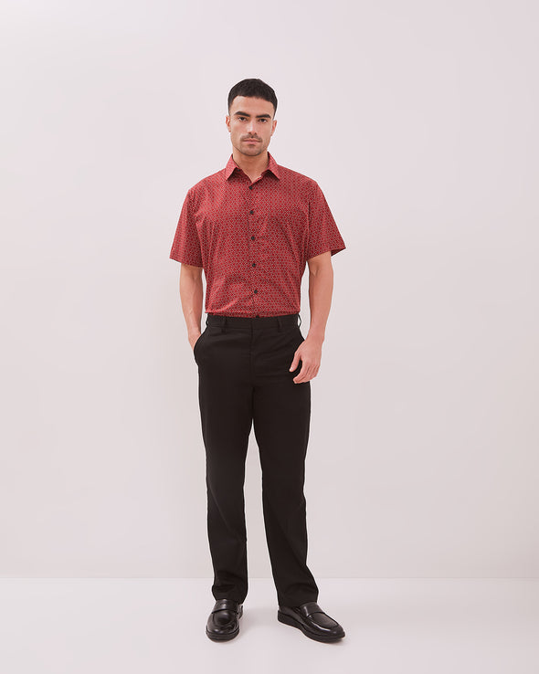 Regular Short Sleeve Shirt Printed In Red