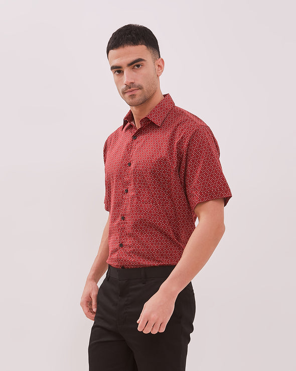 Regular Short Sleeve Shirt Printed In Red