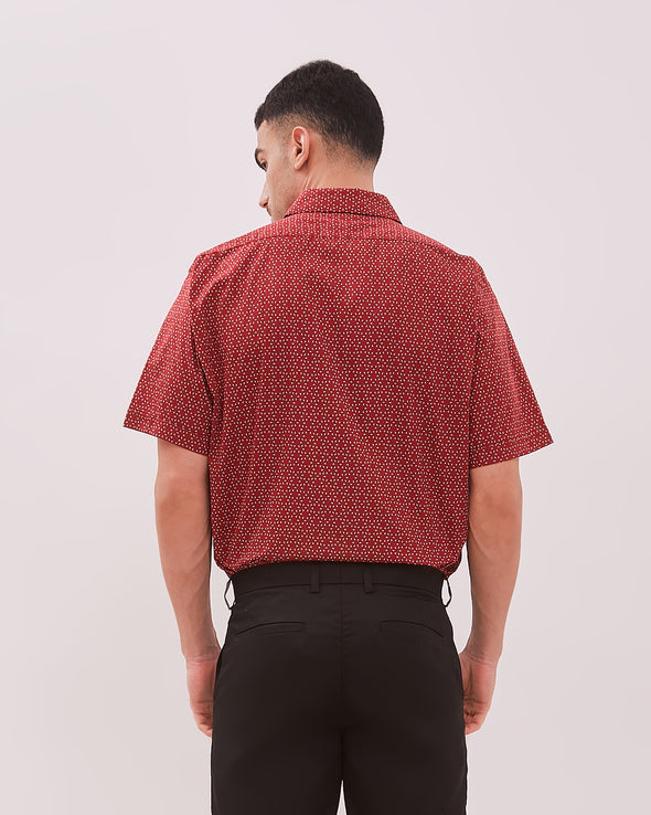 Regular Short Sleeve Shirt Printed In Red