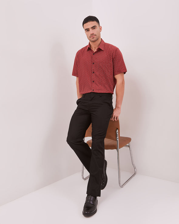 Regular Short Sleeve Shirt Printed In Red