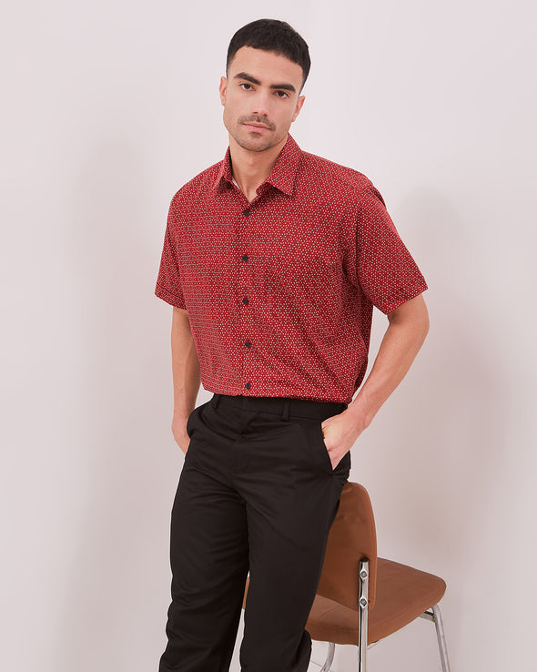 Regular Short Sleeve Shirt Printed In Red