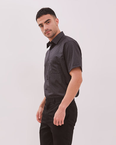 Men's Blue Short-Sleeved Shirt