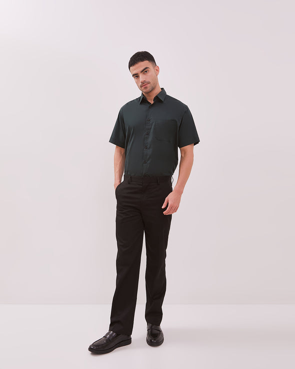Men's Green Regular Fit Short Sleeve Shirt