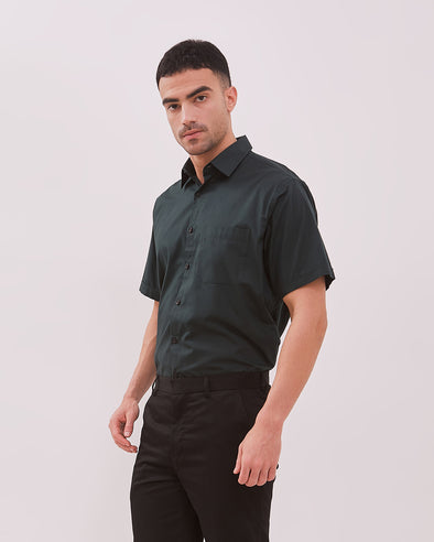 Men's Green Regular Fit Short Sleeve Shirt