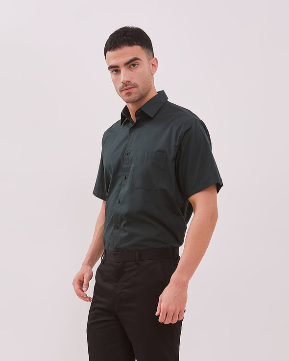 Men's Green Regular Fit Short Sleeve Shirt