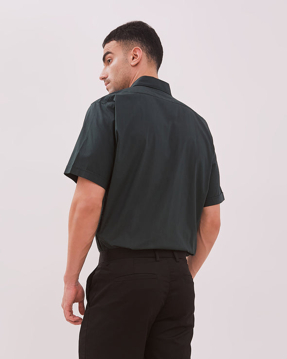Men's Green Regular Fit Short Sleeve Shirt