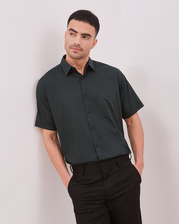 Men's Green Regular Fit Short Sleeve Shirt